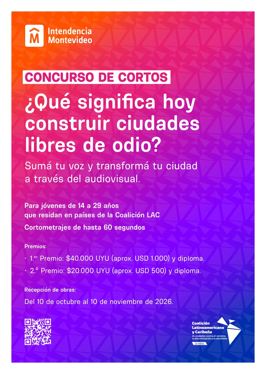 Afiche oficial del Concurso de Cortos de la Coalición LAC y la Intendencia de Montevideo